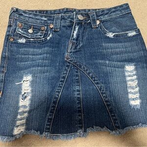 True Religion Distressed Denim Mini Skirt